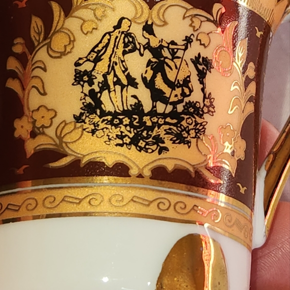 24Kt Gold Trim Footed Demi Tasse and Saucer - Picture 7 of 11